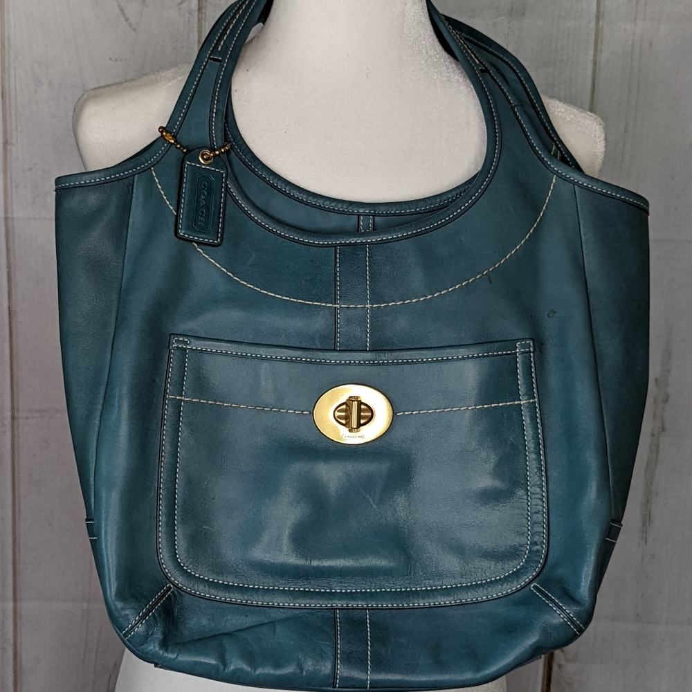 Coach Turquoise Legacy Stripe Purse